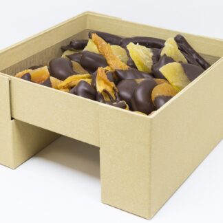 Bauletto frutta assortita disidratata e candita ricoperta di cioccolato fondente 350g